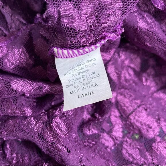 Vintage Cinema Etoile Purple Lace Nightie Nightgown Slip Chemise Large - Picture 9 of 10